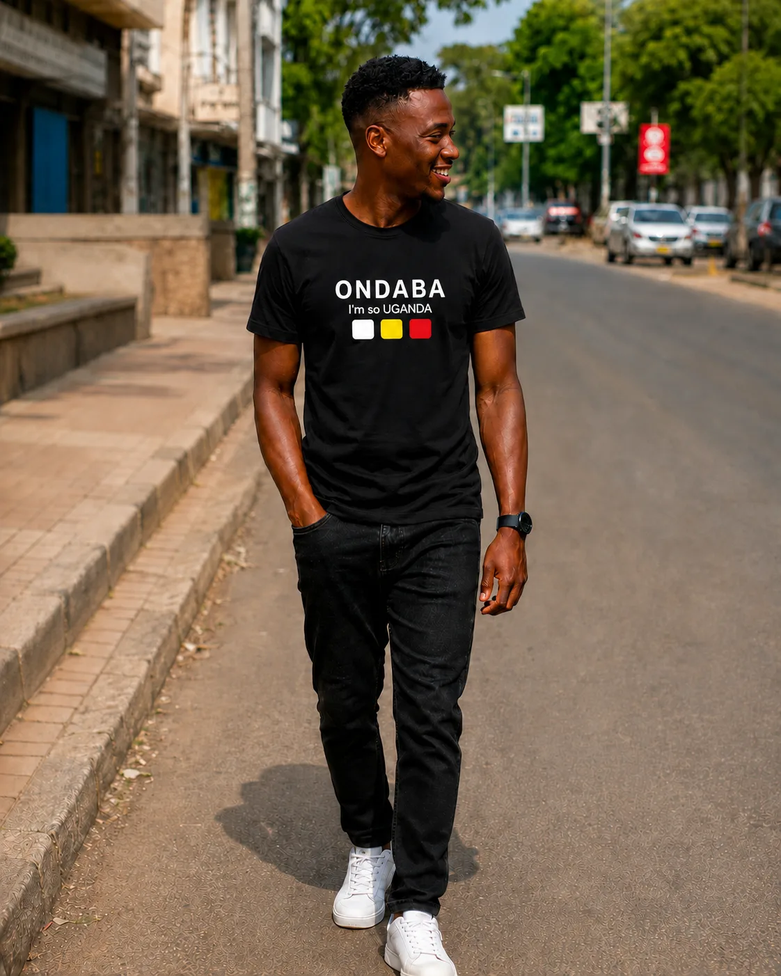 Men's Round Neck Tee in Black
